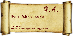 Herz Ajnácska névjegykártya